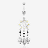 Daisy Glam Dreamcatcher Belly Button Ring-Clear Gem