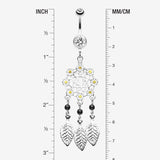 Detail View 1 of Daisy Glam Dreamcatcher Belly Button Ring-Clear Gem