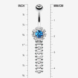 Detail View 1 of Wonder Sparkle Falls Chandelier Belly Button Ring-Clear Gem/Capri Blue