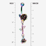 Detail View 1 of Colorline Bright Metal Rose Belly Button Ring-Clear Gem