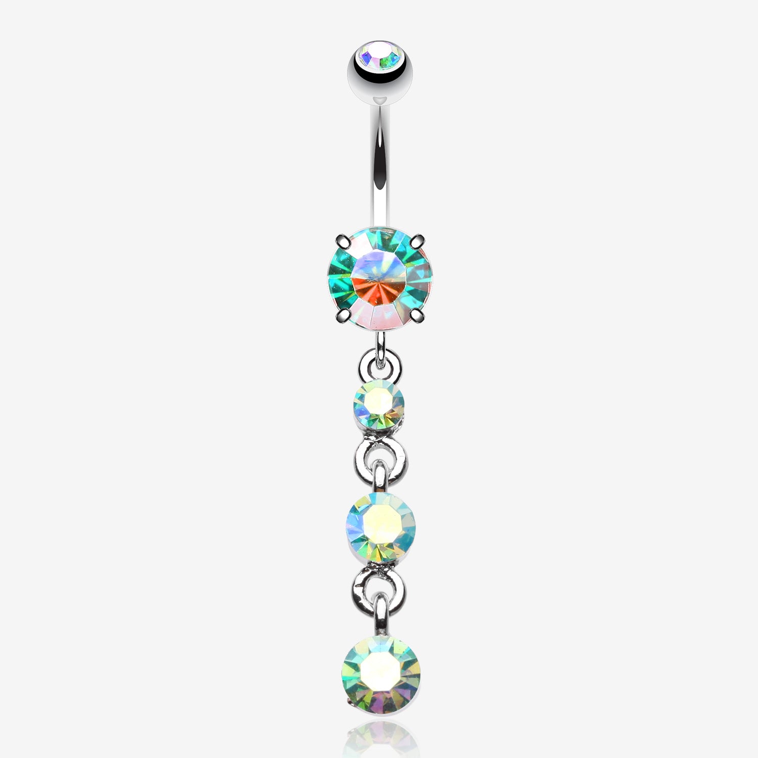 Gems Galore Belly Button Ring-Aqua/Aurora Borealis