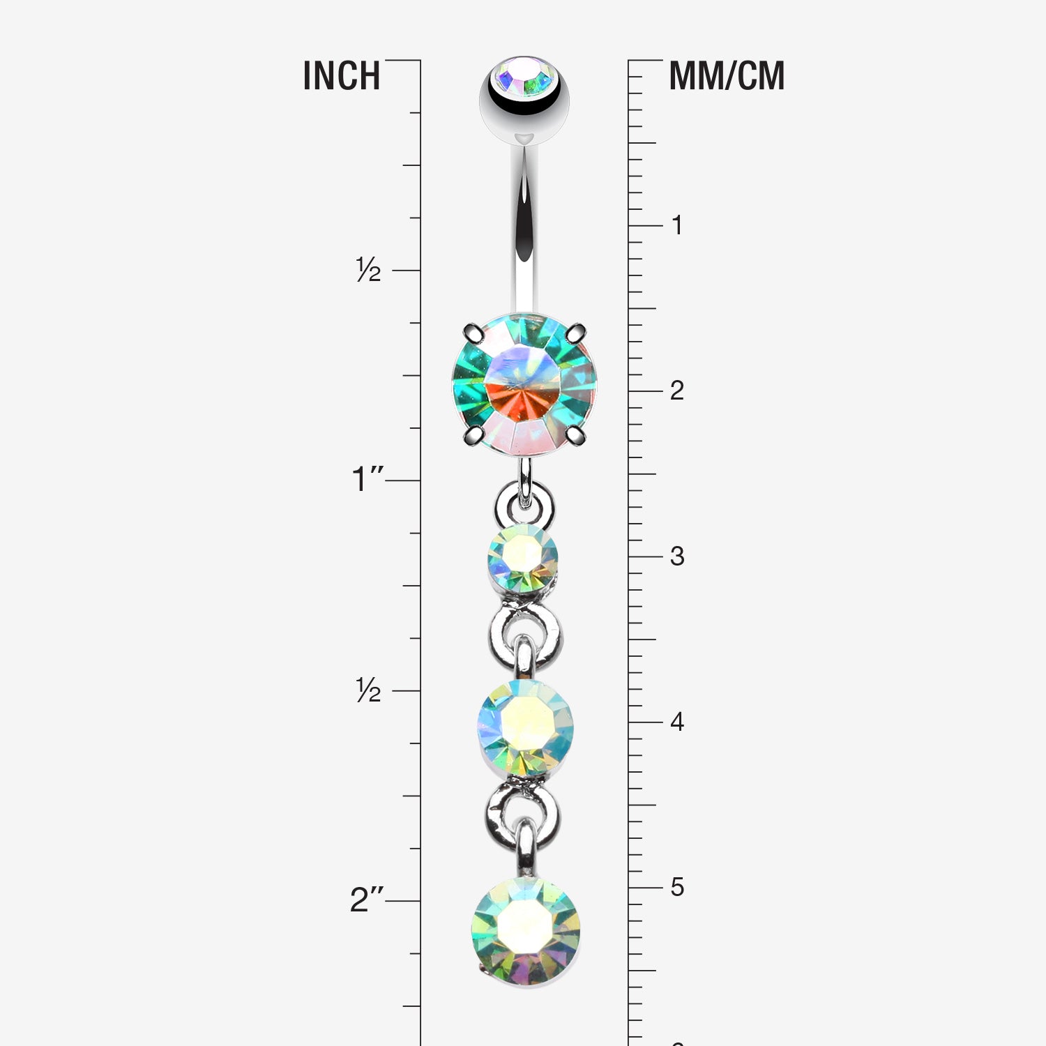 Detail View 1 of Gems Galore Belly Button Ring-Aqua/Aurora Borealis