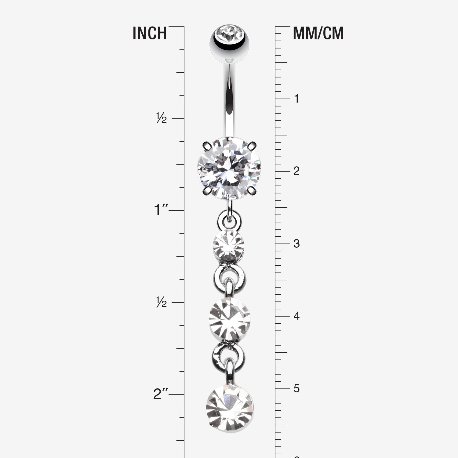 Detail View 1 of Gems Galore Belly Button Ring-Clear Gem
