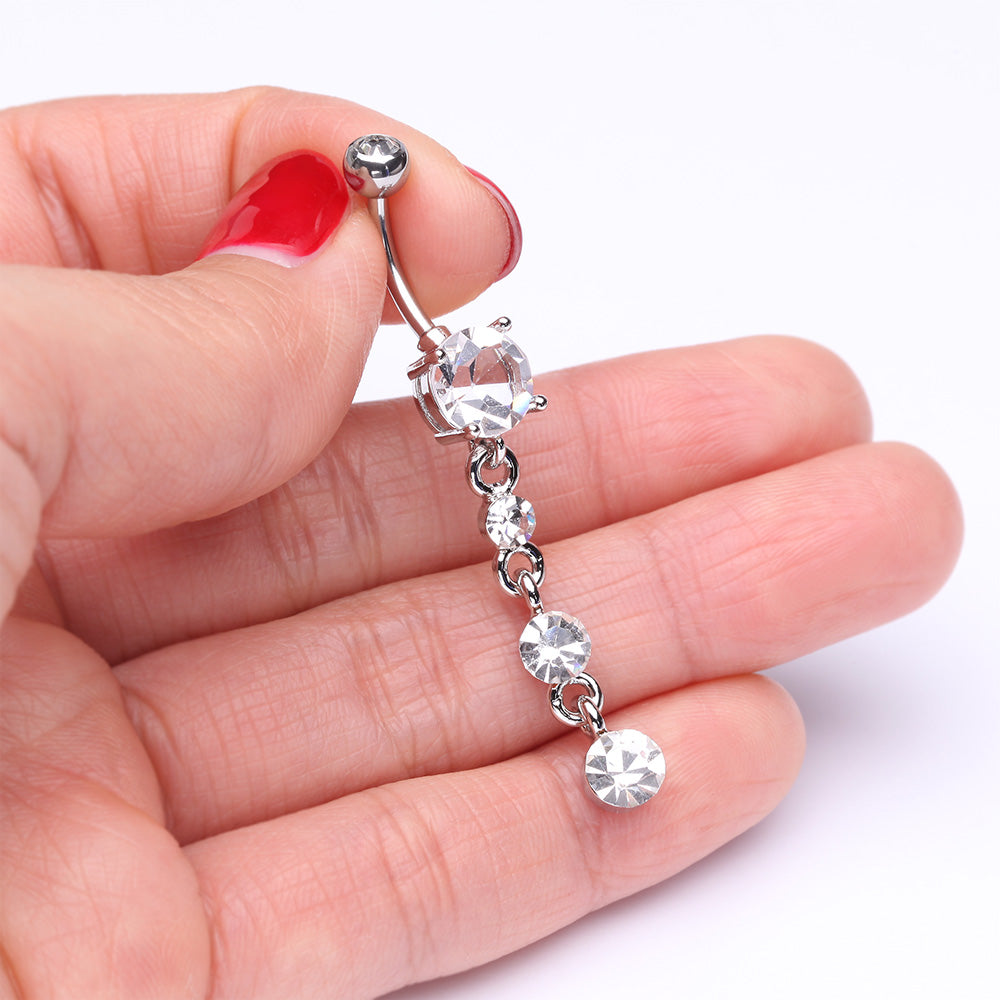 Detail View 3 of Gems Galore Belly Button Ring-Clear Gem