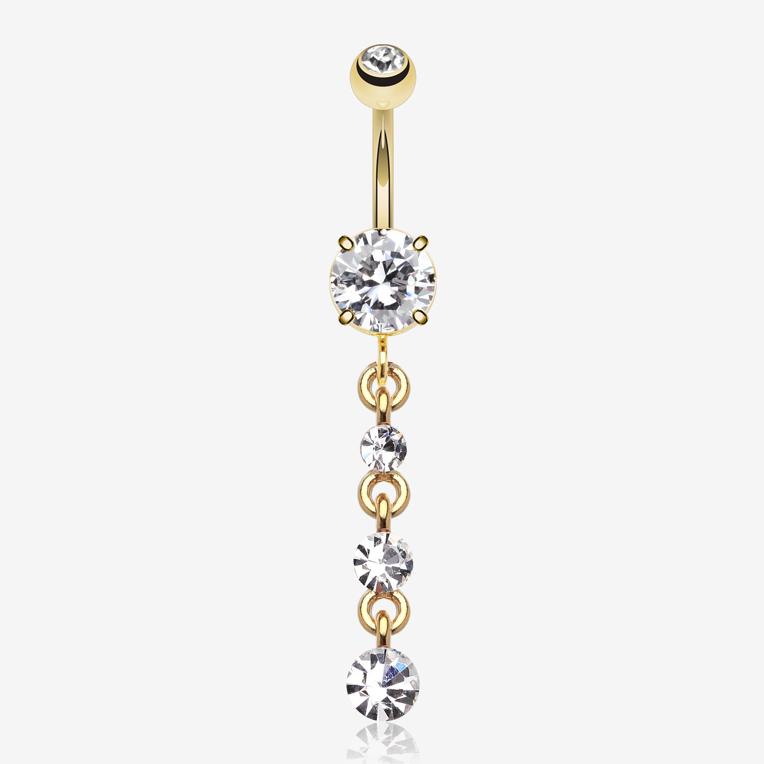Golden Gems Galore Belly Button Ring-Clear Gem