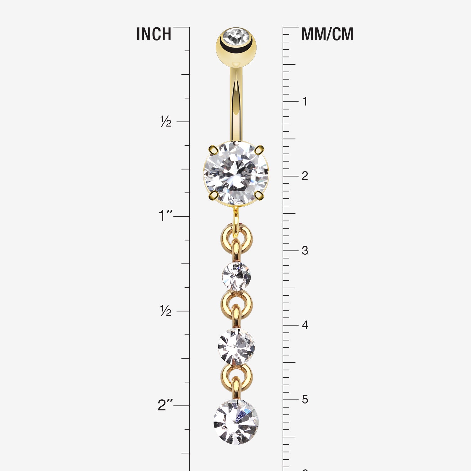 Detail View 1 of Golden Gems Galore Belly Button Ring-Clear Gem