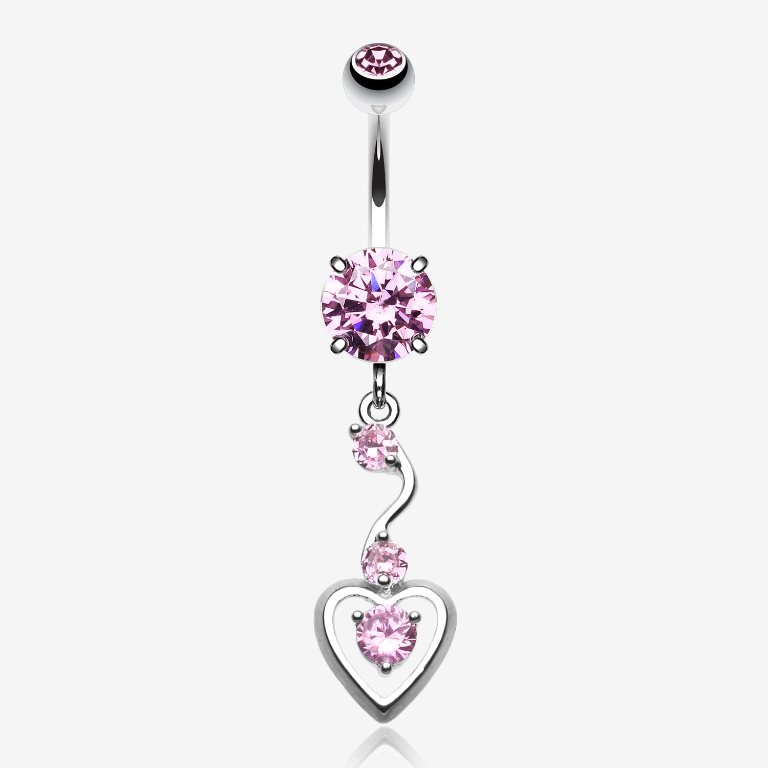 Dainty Dangled Heart Belly Button Ring-Pink