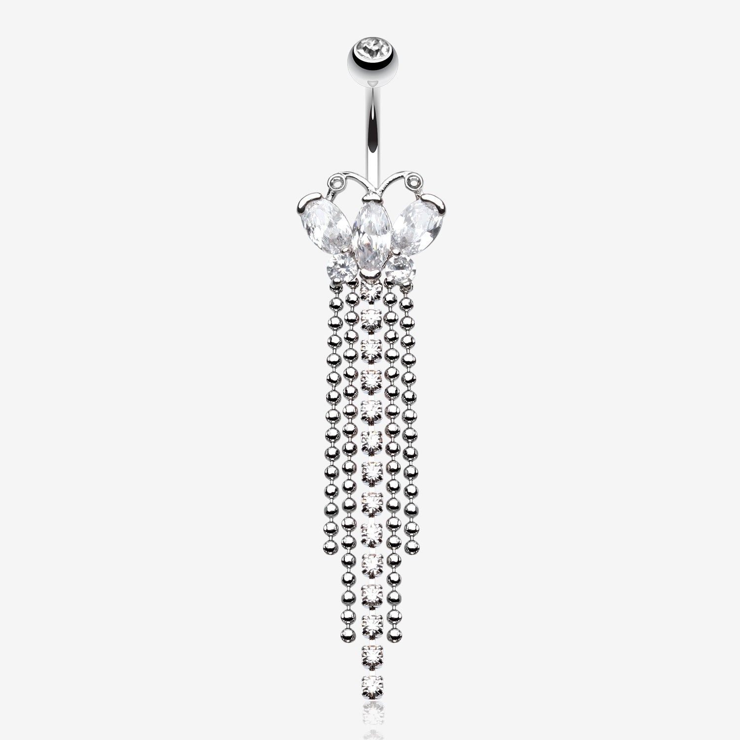 Butterfly Dazzle Showers Belly Button Ring-Clear Gem