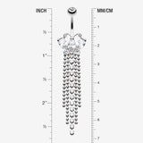 Detail View 1 of Butterfly Dazzle Showers Belly Button Ring-Clear Gem