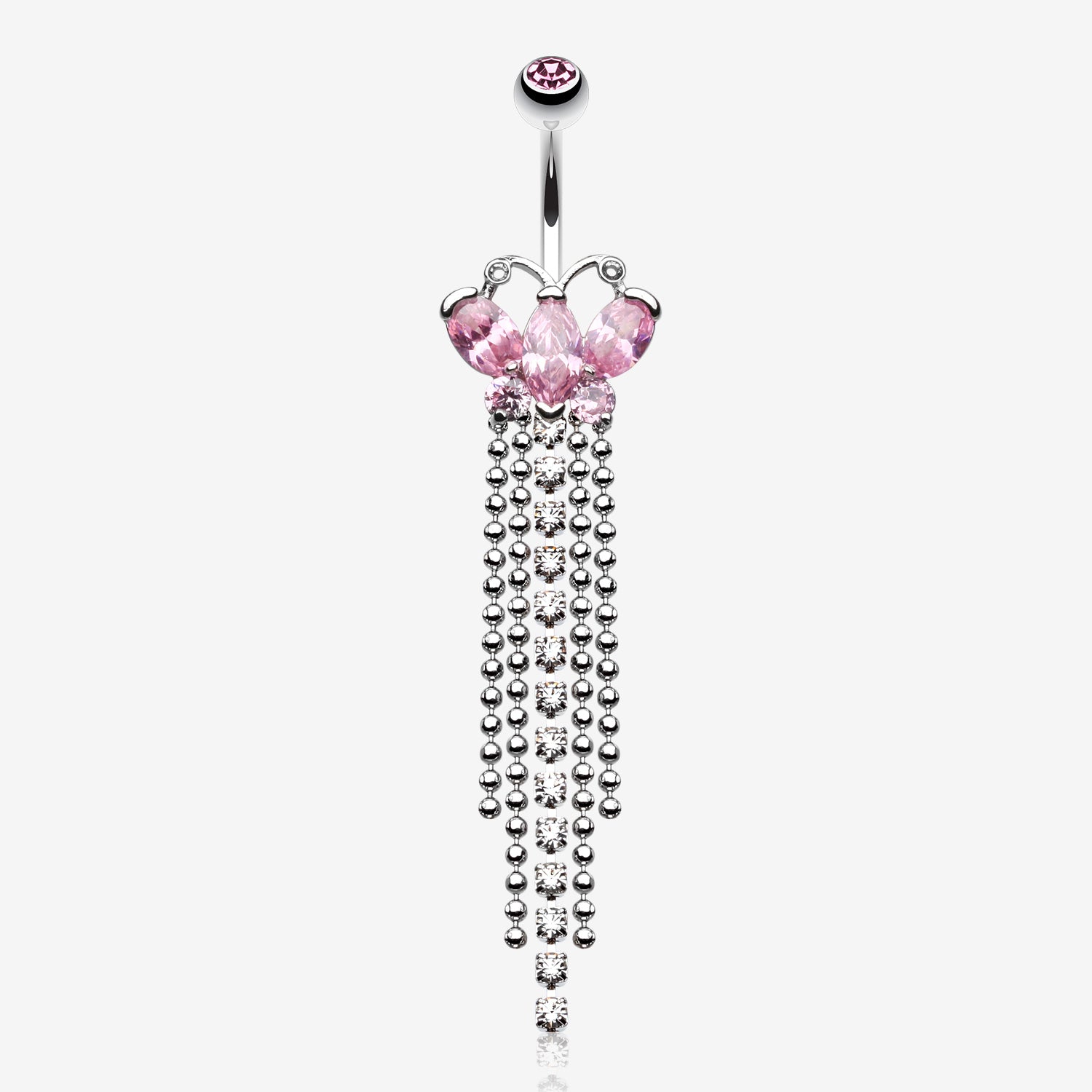 Butterfly Dazzle Showers Belly Button Ring-Pink