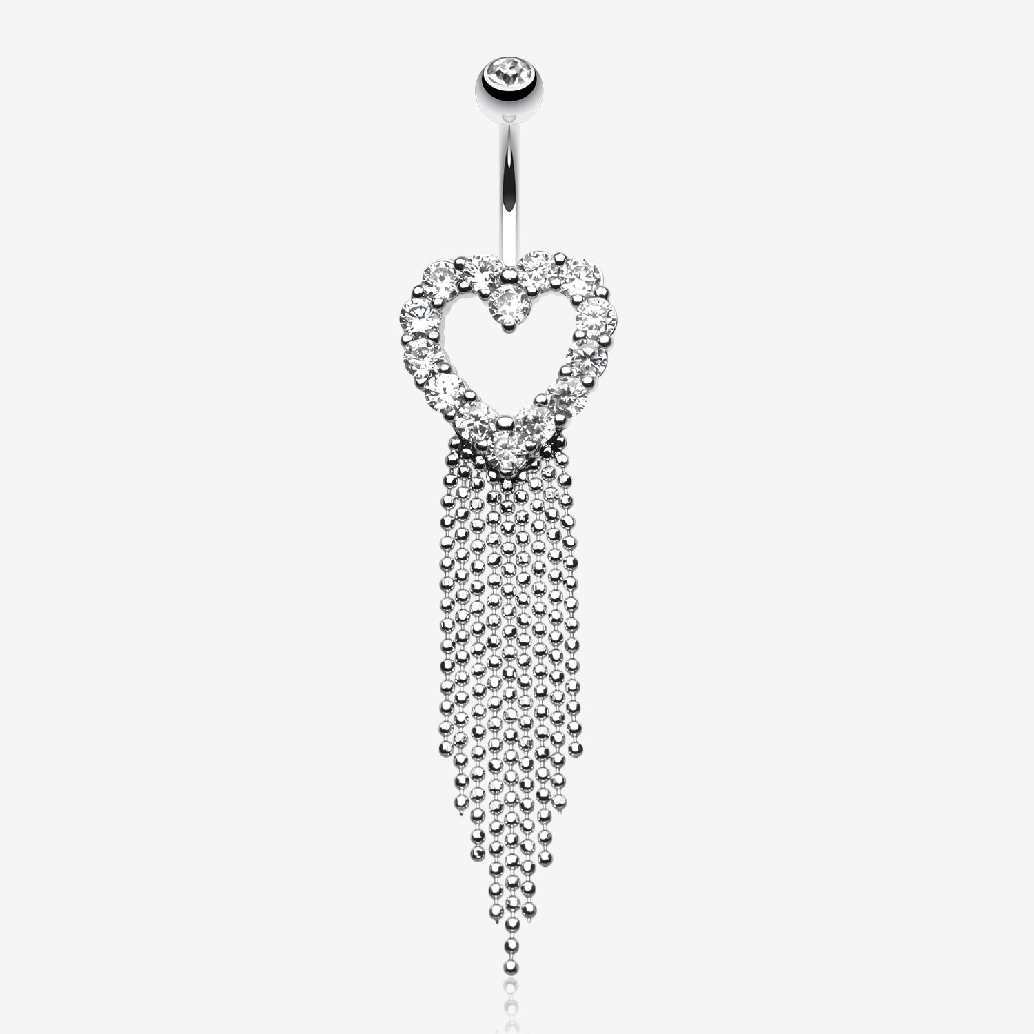 Heart Sparkle Showers Belly Button Ring-Clear Gem
