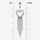 Detail View 1 of Heart Sparkle Showers Belly Button Ring-Clear Gem