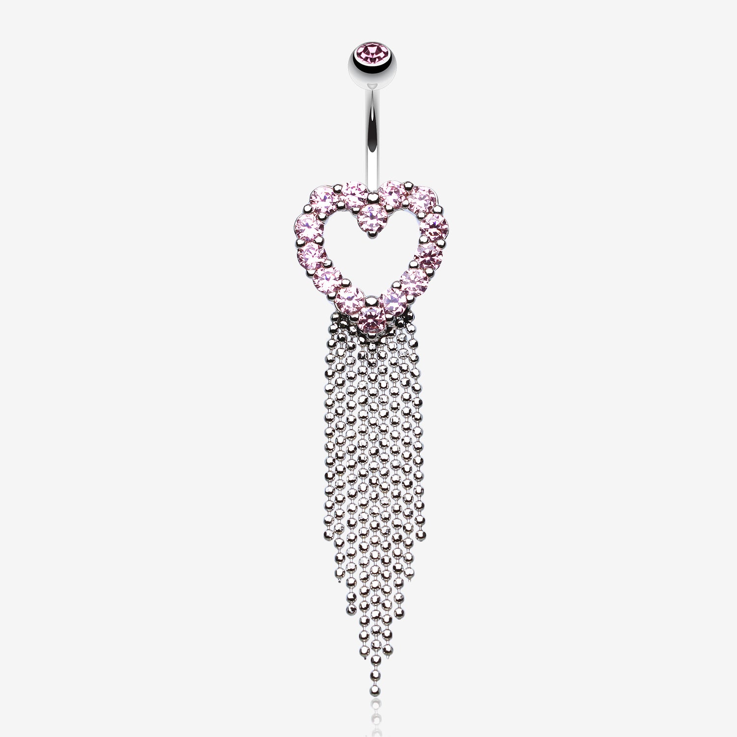 Heart Sparkle Showers Belly Button Ring-Pink