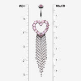 Detail View 1 of Heart Sparkle Showers Belly Button Ring-Pink
