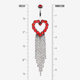 Detail View 1 of Heart Sparkle Showers Belly Button Ring-Red