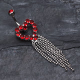 Detail View 2 of Heart Sparkle Showers Belly Button Ring-Red
