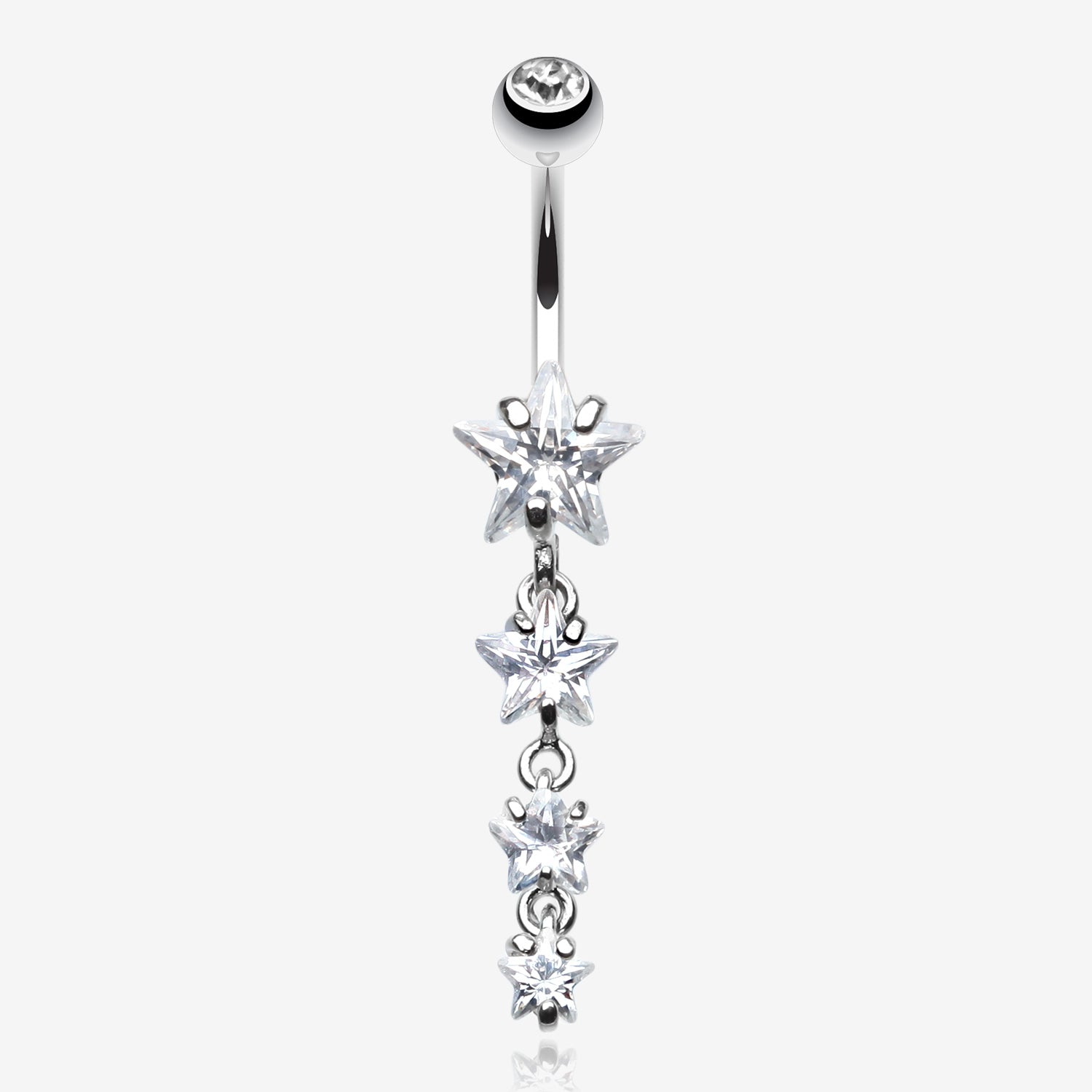 Star Spangled Belly Button Ring-Clear Gem