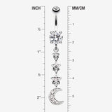 Detail View 1 of Stars' Journey to the Moon Belly Button Ring-Clear Gem
