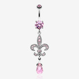 Glistening Fleur De Lis Belly Button Ring