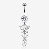 Double Glam Butterfly Belly Button Ring-Clear Gem