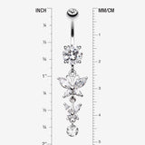 Detail View 1 of Double Glam Butterfly Belly Button Ring-Clear Gem