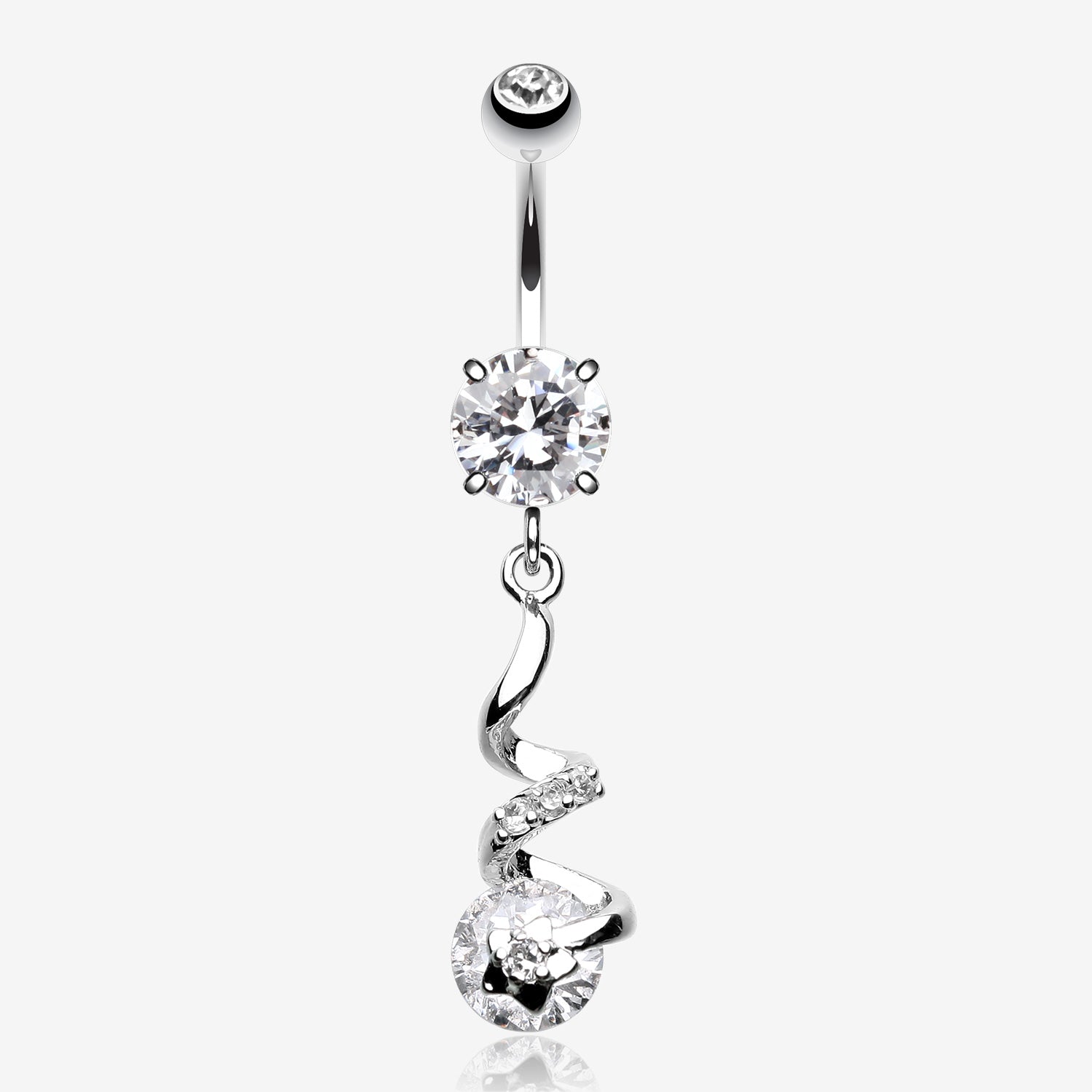 Aurora Twist Star Belly Button Ring-Clear Gem