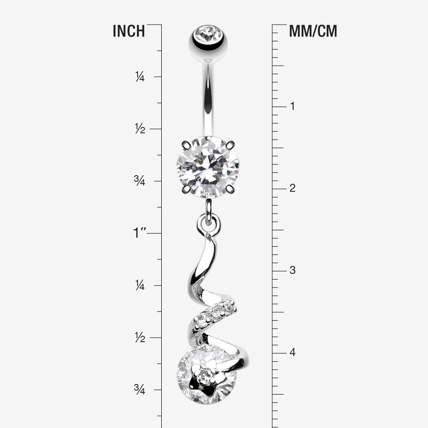 Detail View 1 of Aurora Twist Star Belly Button Ring-Clear Gem