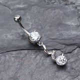 Detail View 2 of Aurora Twist Star Belly Button Ring-Clear Gem