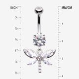 Detail View 1 of Shimmering Butterfly Sparkle Cubic Zirconia Belly Button Ring-Clear Gem