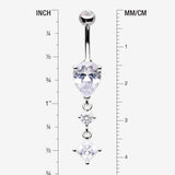 Detail View 1 of Enchant Sparkle Teardrop Princess Dangle Belly Button Ring-Clear Gem