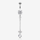 Bow and Gem Droplet Belly Button Ring