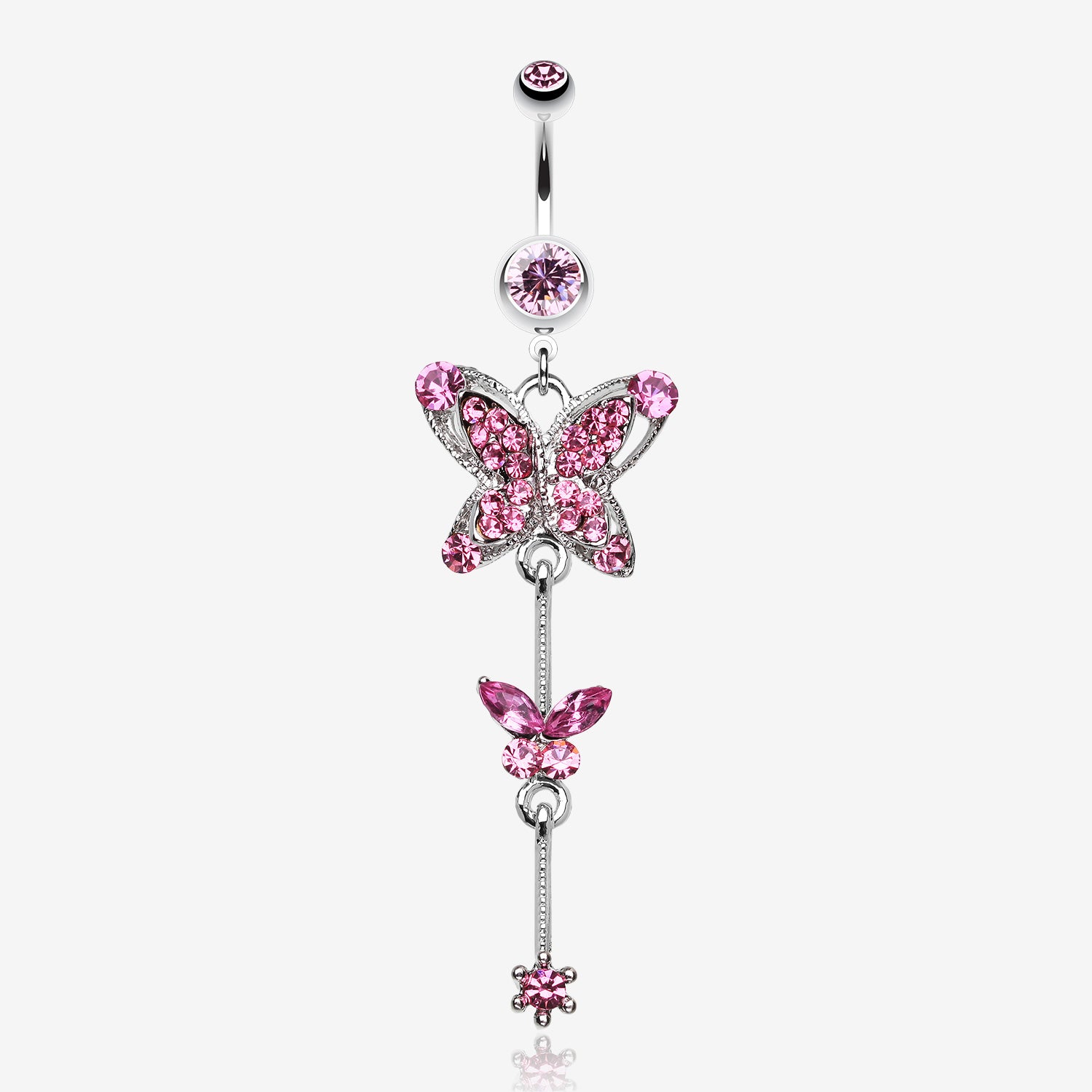 Precious Butterfly Sparkle Belly Ring-Light Pink
