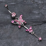 Detail View 2 of Precious Butterfly Sparkle Belly Ring-Light Pink