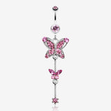 Precious Butterfly Sparkle Belly Ring-Light Pink
