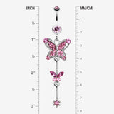 Detail View 1 of Precious Butterfly Sparkle Belly Ring-Light Pink