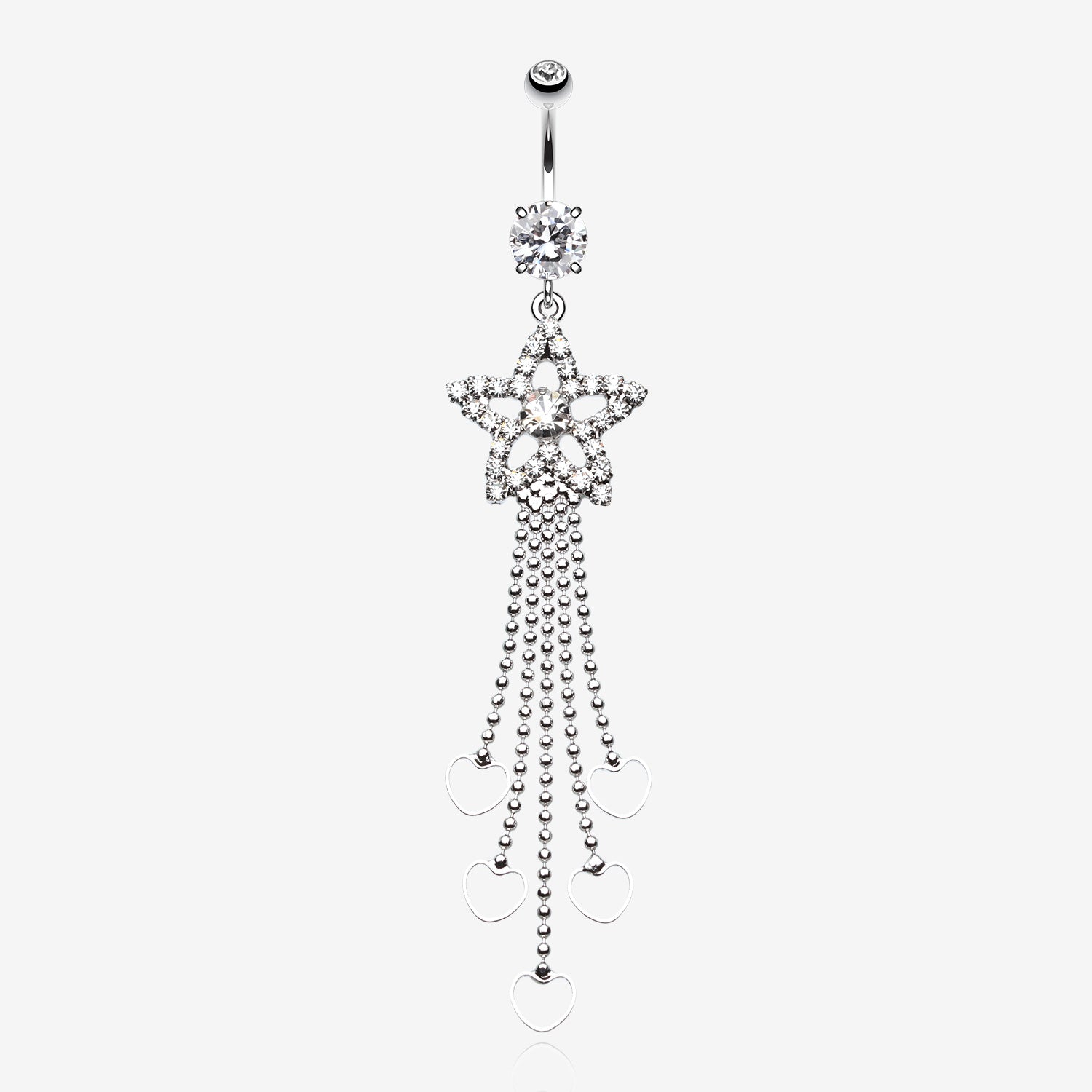 Enchanting Shooting Star Belly Button Ring-Clear Gem