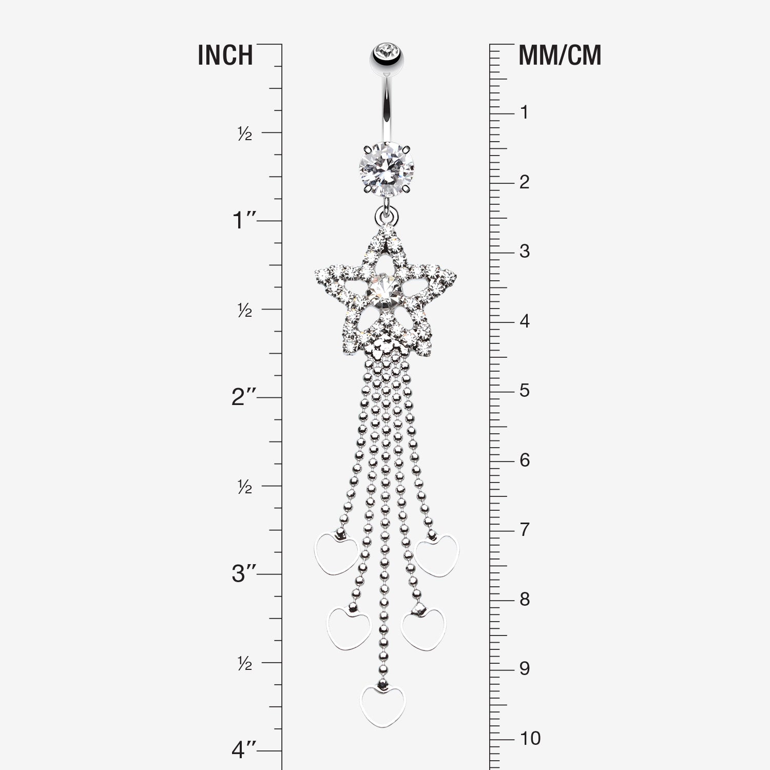Detail View 1 of Enchanting Shooting Star Belly Button Ring-Clear Gem