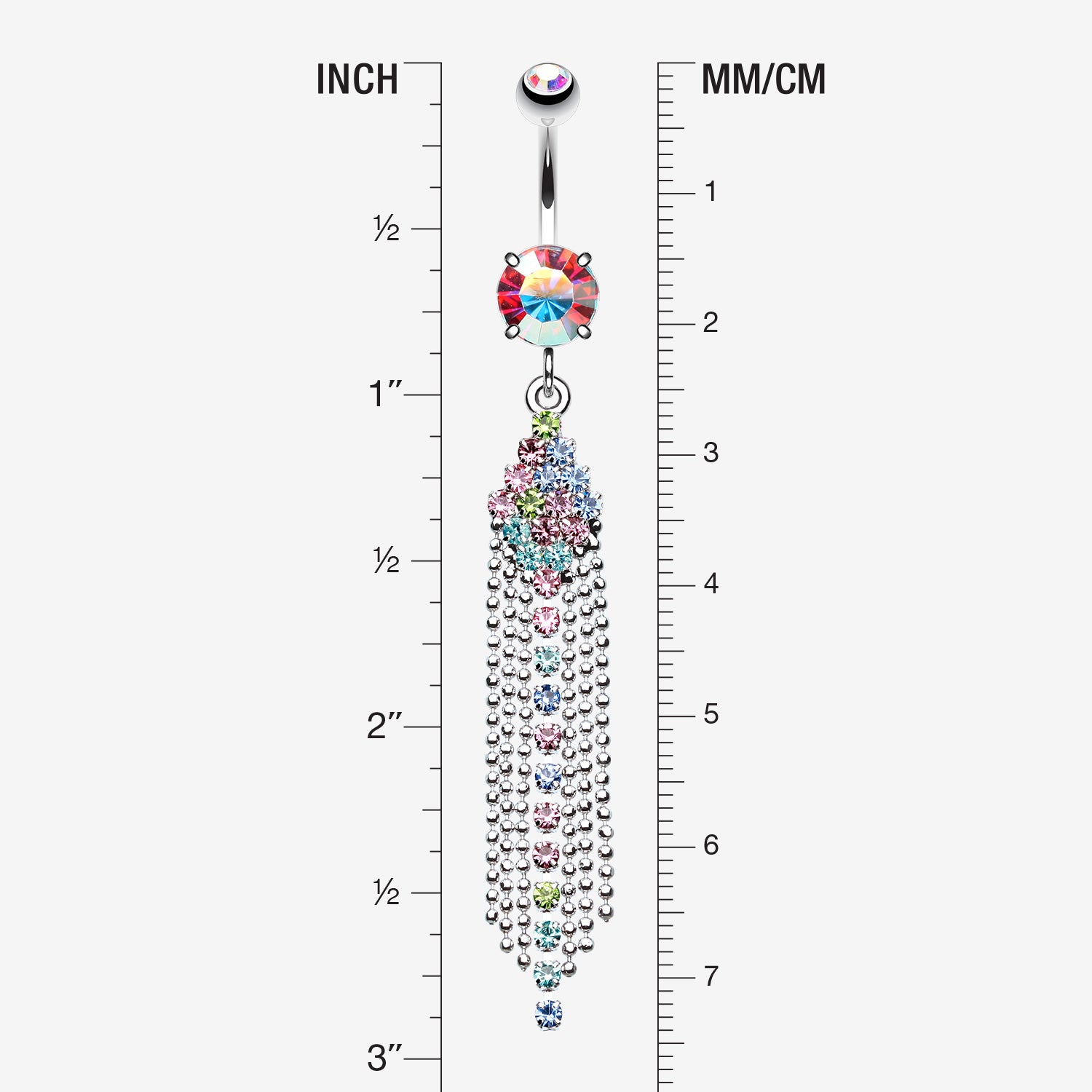 Detail View 1 of Sparkle Showers Belly Button Ring-Aurora Borealis