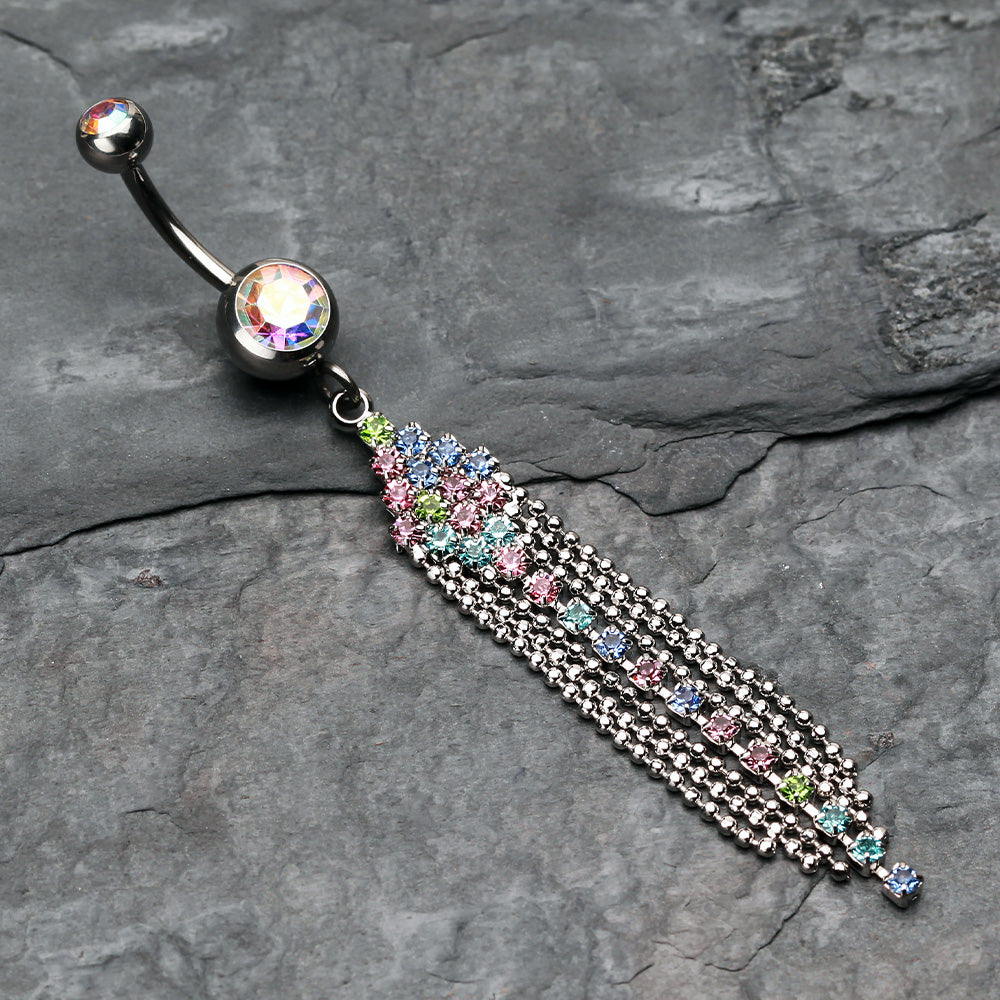 Detail View 2 of Sparkle Showers Belly Button Ring-Rainbow