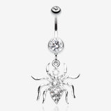 Venom Spider Multi-Gem Belly Button Ring-Clear Gem