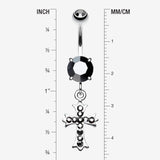 Detail View 1 of Cross Sparkle Dangle Belly Button Ring-Hematite