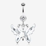 Marble Butterfly Belly Button Ring