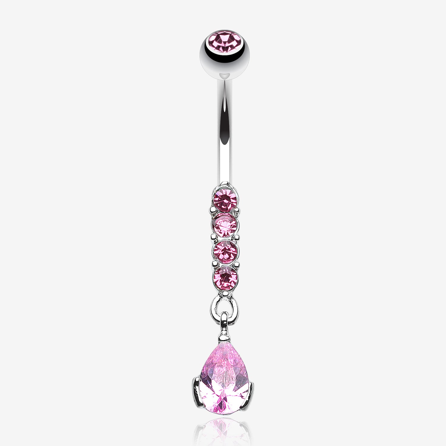 Sparkly Gem Droplet Belly Ring-Light Pink