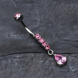 Detail View 2 of Sparkly Gem Droplet Belly Ring-Light Pink