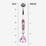 Detail View 1 of Sparkly Gem Droplet Belly Ring-Light Pink