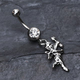 Detail View 2 of Cupids Love Belly Button Ring-Clear Gem