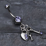 Detail View 2 of Love Lock Down Belly Button Ring-Tanzanite