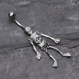 Detail View 2 of Skeleton Dance Belly Ring-Steel