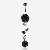 Shimmering Rose Vine Belly Ring