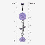 Detail View 1 of Shimmering Rose Vine Belly Ring-Tanzanite